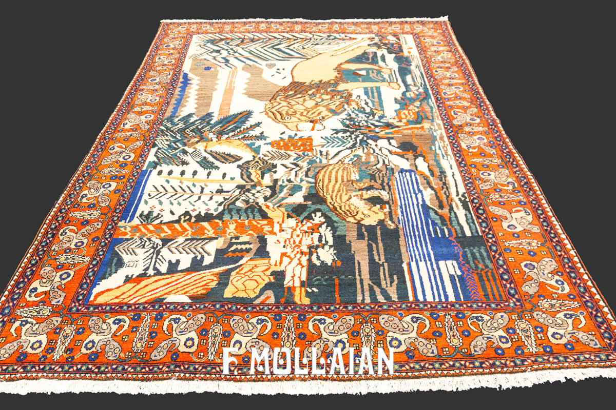 Neyriz Rug Lion Design n°:137478